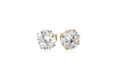 These stunning 8.0 millimeters round CZ sparklers make for a beautiful pair of stud earrings. Expertly crafted in 14k yellow gold, they feature prong settings and push back closures. Cz Stud Earrings, Yellow Gold Earring, Prong Setting, Jewelry Shop, Gold Earrings, Yellow Gold, Boutique, Stud Earrings, Yellow