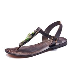 Women Leather Sandals Get ready to strut your stuff in these sleek Brown Leather T Strap Thong Flat Sandals. Made with genuine leather, these versatile sandals offer both style and comfort. Slip them on and get ready for the ultimate summer experience. Cheap Brown T-strap Sandals, Cheap Women's Flat Sandals, Chic Cheap Flat Sandals, Cheap Brown Flats, Cheap Brown Flat T-strap Sandals, Cheap Flat Sandals For Women, Cheap Strapped Sandals For Summer, Cheap Women's Strappy T-strap Sandals, Cheap Cute Flat Sandals