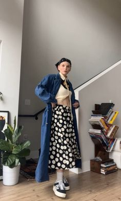 VTG Polka Dot Midi Skirt No tagging inside A line Size: M Waist: 30in Hips: 60in Length: 30in Creative Style Outfits, Dots Outfit, A Line Midi Skirt, Polka Dot Midi Skirt, Womens Skirts, Polka Dot Skirt, Creative Fashion, Blue Leather, Midi Skirt