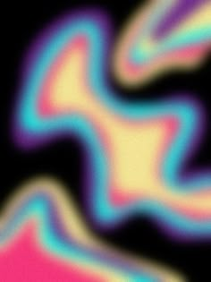 an abstract image of multicolored shapes in black and pink, yellow and blue