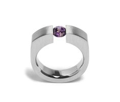 Amethyst unisex tension set ring in stainless steel | Taormina Jewelry Tension Ring, Amethyst Set, Tension Setting, Rubber Bracelets, Mens Crosses, Set Ring, Mens Pendant, Ring Fit, Men's Ring