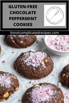 gluten - free chocolate peppermint cookies with white sprinkles