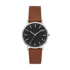 Modern and simple, this timepiece features an elegant cognac vegan leather strap. The clean dial has EZ read markers and a timeless silver tone case. Size: 36 mm. Color: Brown. Gender: male. Age Group: adult. Timeless Everyday Brown Watch, Timeless Brown Everyday Watch, Everyday Timeless Brown Watch, Brown Minimalist Watches For Business, Brown Minimalist Watch For Business, Brown Quartz Business Watches, Minimalist Brown Business Watches, Brown Leather Strap Watches For Business, Minimalist Leather Watches With Subdials