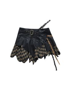 Elevate your alternative style with our Gothic black plaid punk rock handkerchief hem skirt. This unique skirt features a striking black plaid pattern that exudes a bold and edgy vibe. The handkerchief hem adds a touch of drama and movement to your look, making it perfect for expressing your individuality.  Crafted from high-quality materials, this skirt is designed to make a statement and stand the test of time. The punk rock-inspired design adds a rebellious touch to your wardrobe, making it a Rock Style Mini Skirt For Fall, Gothic Black Bottoms With Asymmetrical Hem, Edgy Pleated Skirt For Fall, Halloween Punk Black Mini Skirt, Punk Black Mini Skirt For Halloween, Black Asymmetrical Hem Skirt For Alternative Fashion, Black Gothic Skirt With Asymmetrical Hem, Edgy Black Asymmetrical Skirt, Edgy Asymmetrical Skirt For Alternative Fashion