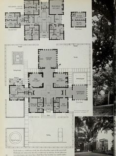 an old house plan with several rooms and two stories, including the first floor level