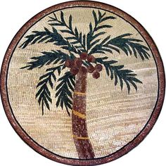 a palm tree is depicted in this mosaic