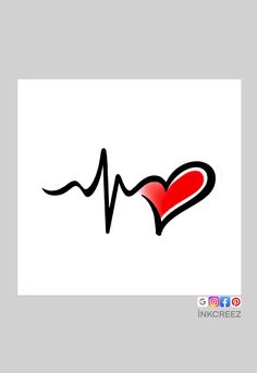 Heartbeat design Heat Beat Tattoo, Heartbeat Heart Tattoo, Dil Tattoos, Hear Beat Tattoo Design, Heartbeat Tattoos, Heart Line, Heart With Heartbeat Tattoo, Tattoo Heartbeat, Heart Beat