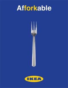 a fork with the words afforkable on it and an image of a blue background