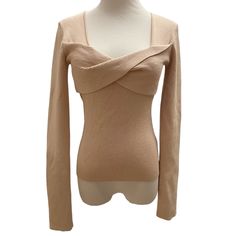 Pit To Pit: 16" Length: 22" Bls-44 W1 Fitted Long Sleeve Neutral Sweater, Elegant Fitted Neutral Sweater, Fitted Neutral Winter Tops, Fitted Neutral Tops For Winter, Neutral Fitted Tops For Winter, Open Weave Sweater, Yarn Sweater, Heavy Sweaters, Twisted Sister