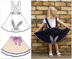 image_2 at Makerist Sewing Crafts Ideas, Sewing Tutorials For Beginners, Clothes Skirt, Plain Skirt, Applique Sewing, Twirly Skirt, Skirt Sewing Pattern, Sewing Kids Clothes, Overall Skirt