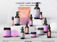 "DIY feminine skincare templates, Editable modern gradient skincare labels, DIY pink labels for beauty products Ignite your skincare business with this Modern and Chic skincare label bundle, carefully crafted to embody a sophisticated and trendy design.  With their modern and feminine aesthetics, these templates are the perfect choice for businesses seeking to position themselves as contemporary and stylish brand.  Featuring bright gradient color combinations, these templates bring a burst of vibrant energy to your skincare designs, ensuring they captivate the attention of your target audience.  Templates are simple to use and easy to edit with FREE Canva version.    WHAT'S INCLUDED 📌 A User Guide with a link to Canva templates FEATURES -> 22 sizes  -> Sizes: -Dropper: 1.5\" x 3\" (front Skincare Labels, Skincare Template, Skincare Label, Bright Gradient, Skincare Diy, Modern Gradient, Skincare Business, Skincare Branding, Cosmetic Labels