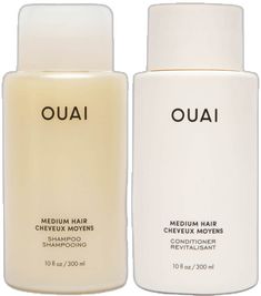 Find a happy balance with OUAI's Medium Hair Shampoo and Medium Hair Conditioner Bundle.   Start your new wash routine with the Medium Hair Shampoo, a gentle formula that cleanses away dirt, impurities and product build-up while strengthening and hydrating strands. Then, follow with the Medium Hair Conditioner to nourish, soften and smooth your locks. What's more, thanks to the infusion of the brand's iconic Mercer Street fragrance, your tresses will be scented with uplifting notes of orange, pe Ouai Shampoo, Ouai Hair Oil, Wash Routine, Ouai Hair, Good Shampoo And Conditioner, Shea Butter Body Shop, Afro Textured Hair, Toning Shampoo, Hair Wash