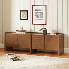 a living room scene with focus on the sideboard