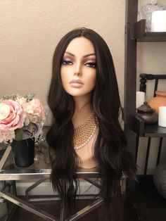 Length: 26 inches Style： wavy Color：dark brown Material: heat friendly fiber bang version： https://www.etsy.com/listing/892862740/26-dark-brown-wavy-wigs-synthetic?ref=shop_home_active_14&crt=1 Hi! Thanks for stopping by! We are the Little Wig Museum - our store might be little but our LOVE to wigs is big! Our beautiful vigorous wig is made from natural looking synthetic fiber which could hold its shape for long time using, with realistic looking scalp. The texture is light, soft without bei Dark Brown Wig, Chemo Wig, Wigs Glueless, Wig Party, Glueless Wigs, Lost Hair, Black Wig, Brown Wig, Real Human Hair