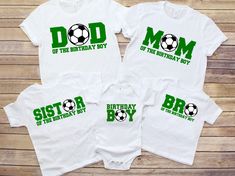 Soccer Birthday Shirt, Soccer Custom Shirt, Soccer Birthday Party , Soccer Custom Family Matching Shirt, Soccer Birthday Party Tee TSHIRT INFO: ☁️ 100% cotton ✅ Loose fit 🧶 Sewn-in label 👌 Runs true to size DESIGN INFO: ▪️ Design is being implemented as DTF Technologies ▪️ There may at times be a slight difference between real and perceived colors of an item due to the nature of an item or resolution of a screen. CARE INSTRUCTIONS: ▪️ Wash inside out in cold water ▪️ Hang dry or dry on low hea Soccer Birthday Shirt, Soccer Birthday Party, Soccer Birthday Parties, Soccer Mom Shirt, Soccer Birthday, Info Design, Birthday Boy Shirts, Family Birthdays, Soccer Shirts