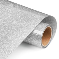 silver glitter wallpaper roll on white background