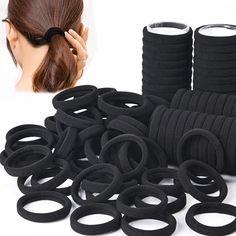 Durable and Elastic Material: This set of hair band ties are made of high elastic cotton which is very flexible, the hair tie is 1.5 inches in diameter and stretchable up to 8.5 inches. It stretches easily and recovers quickly to hold hair in place and tighten while working, exercising or playing. Hair Bands Set: The package contains 50 or 100 (depending on your selection) colorful elastic no crease ponytails, enough for your spare or replacement. This elastic thick hair tie is suitable for thic Plain Bathroom, Black Hair Band, Hair Accessories Ponytail, High Hair, Tie For Women, Simple Hair, Hair Accessories Set, Bathroom Size, Casual Hairstyles