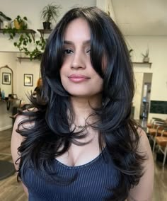 Curtain bangs and Short Layers on Long Hair Medium Short Layered Hair, Short Layers Long Hair, Layered Hair With Bangs, Hair Inspiration Long, Hair Cut Ideas