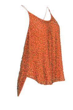 Add some summer zing to your wardrobe with this unique Trina Turk beaded top! Crafted from soft, orange silk, this eye-catching blouse is adorned with enchanting beading. Dazzle your friends with a hint of sparkle and a tasteful splash of sunshine. Style this luxe top with jeans for a brunch out or a skirt for a night out on the town! Size XL 100% Silk Fully lined Pullover Sleeveless Fully beaded Bust 44" Waist 43" Shoulder to hem 28.5" Top With Jeans, French Girl Chic, Soft Orange, Colorful Aesthetic, American Fashion Designers, Beaded Top, Modern Trend, Signature Print, French Girl