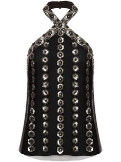 black semi-sheer construction sequin embellishment halterneck sleeveless open back rear curved hem Sequin Embellished Top, Halterneck Top, Sequin Embellishment, Black Sheer Top, Cute Tank Tops, Halter Neck Top, Embellished Top, Demi Fine Jewelry, Iconic Bags