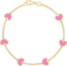 Dainty Pink Heart Charm Bracelet, Elegant Pink Bracelet With Heart Charm, Pink Dainty Bracelet With Adjustable Chain, Dainty Pink Bracelets With Adjustable Chain, Dainty Pink Bracelet With Adjustable Chain, Valentine's Day Pink Bracelets With Adjustable Chain, Pink Bracelets With Adjustable Chain For Valentine's Day, Pink Adjustable Bracelets For Valentine's Day, Pink 14k Gold Jewelry With Heart Charm