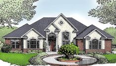 this is an artist's rendering of the front elevation of these european home plans