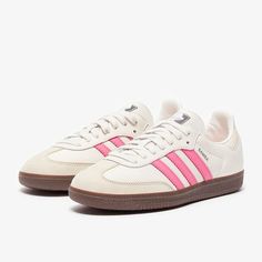 Cute Sambas, Adidas Samba Pink, Sambas Pink, Sambas Adidas Women, Pink Sambas, Samba Og Shoes, Samba Shoes, Daily Shoes, Pretty Sneakers