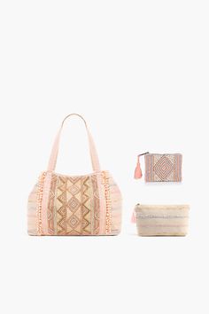 Rose Gold is on trend and taking hold as the hottest metallic tone of the year. Grab this season's most beautiful hand beaded tote, pop in your fully embellished beaded coin bag, and pop all your essentials into your pouch for a combo that's going to be a fave for years to come. Summer Beaded Pouch Bag, Pink Beaded Tote Bag, Pink Bohemian Clutch For Everyday Use, Summer Pink Beaded Bag, Pink Pouch For Daily Use In Summer, Pink Beaded Bags For Daily Use, Pink Beaded Bag For Everyday Use, Everyday Pink Beaded Bag, Pink Pouch Cosmetic Bag For Summer