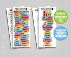 two bookmarks with different books on them and the words instant printable for each