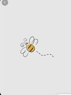 a drawing of a bee flying through the air