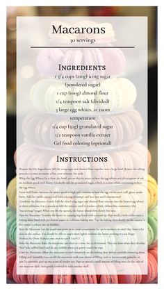 macarons are stacked on top of each other with the words instructions above them