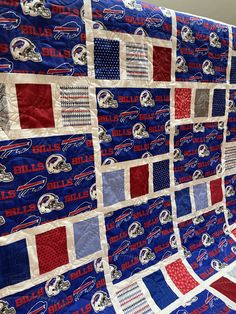 a quilt made to look like an american football team