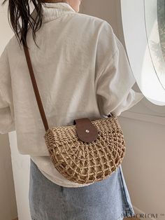 BagForLove - Chic Straw Bag with Intricate Hollow Out Design Paper Plain, Shein Clothing, Bags Crochet, Straw Beach Bag, Wicker Bags, Straw Handbags, Rattan Bag, Raffia Bag, Looks Chic