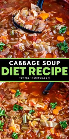 cabbage soup with carrots and other vegetables in a bowl