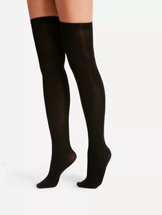 Gender:Women \nColor:Black \nPattern Type:Plain \nMaterial:Fabric \nComposition:95% Nylon \nComposition:5% Spandex \nCare Instructions:Hand wash,do not dry clean \n Back To School Shoes, Early Fall Outfits, Mesh Socks, Knee Highs, Over The Knee Socks, Thigh High Socks, Women Socks, Black Socks, Black Knees