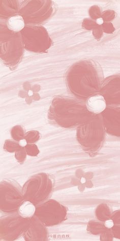 an abstract painting of pink and white flowers