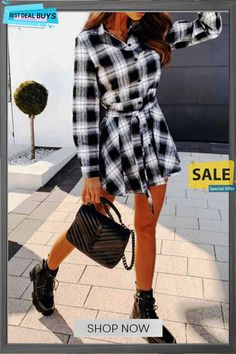 Long Sleeve Plaid Shirt Mini Dress Cotton V-neck Shirt Dress For Fall, Casual Long Sleeve Mini Dress For Day Out, Casual V-neck Shirt Dress For Fall, Casual Long Sleeve Shirt Dress For Fall, Plaid Long Sleeve Shirt Dress For Spring, Spring Plaid Long Sleeve Shirt Dress, Casual Long Sleeve Cotton Mini Dress, Casual Cotton Shirt Dress For Winter, Trendy Collared Winter Dresses