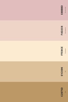 the color palette is different shades of brown, pink and beige with black text on it