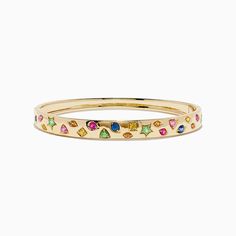 Effy Watercolors 14K Yellow Gold Multi Sapphire Bangle Fine Jewelry Yellow Gold Multi-stone Bangle, Multicolor Multi-stone 14k Gold Bracelets, Yellow Gold Multi-stone Bangle In Fine Jewelry Style, Multicolor 14k Gold Bracelet, Multicolor 14k Gold Jubilee Bracelet, 14k Gold Multicolor Jubilee Bracelet Jewelry, Multi-stone 14k Yellow Gold Bracelets, 14k Yellow Gold Multi-stone Bracelets, 14k Yellow Gold Multi-stone Bracelet