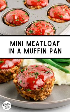 Mini Meatloaf in a Muffin Pan Cupcake Pan Meatloaf, Meatloaf In Muffin Pans Recipe, Muffin Pan Recipes Dinner, Muffin Pan Meatloaf Recipes, Muffin Pan Meatloaf