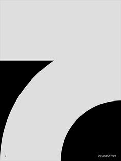 an abstract black and white poster with the number seven on it's left side