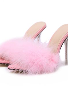 🚚FREE Shipping on orders over $80 ✨ use Code: "Mylook" for Extra Discount at checkout New Women's Fabulicious Poise 501F Marabou Slide Shoe And Boot, Hot Pink Satin-Marabou Fur/Hot Pink Transparent High Heels, Fluffy Sandals, Yellow High Heels, Woman Slippers, Pink Mules, Party Women, High Heel Slippers, Slides Women, Heel Slippers