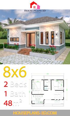 two story house plan with 3 bedroom and 2 bathrooms