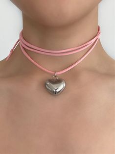 SEND MY LOVE HEART SUEDE WRAP CHOKER - FIVE FOURTY NINE Punk Pattern, I Love Heart, Vintage Punk, Old Money Style, Choker Style, Necklace Online, Stainless Steel Pendant, Pink Suede, Floral Dress Summer