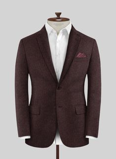 Ascend the style hierarchy with our Wine Cashmere Jacket – the paragon of high-class elegance. Expertly tailored using the softest cashmere fabric, this jacket offers unparalleled comfort and warmth, rendering  it a perfect choice for cooler weather. Its rich wine colorway with a plain weave adds a touch of regality, making this jacket an ideal choice for determined professionals and formal evening events where you want to add some zest.   About Cashmere Collection: Discover luxury redefined wit Luxury Long Sleeve Tweed Jacket With Pockets, Luxury Fall Sport Coat With Pressed Crease, Luxury Long Sleeve Sport Coat For Business Casual, Luxury Tailored Tweed Jacket For Winter, Luxury Notch Lapel Outerwear For Business Casual, Winter Business Sport Coat With Pressed Crease, Luxury Formal Sport Coat For Fall, Luxury Tweed Jacket For Business In Fall, Classic Red Long Sleeve Tweed Jacket