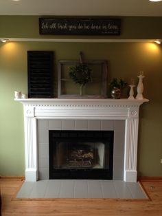 the fireplace is clean and ready to be used