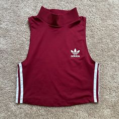 Nwt. Matching Leggings Listed Separately Red Fitted Adidas Top, Fitted Red Adidas Top, Rita Ora Adidas, Adidas Hoodie Women, Cropped Quarter Zip, Adidas Pullover, Mock Neck Tank, Adidas Originals Women, Polka Dot Shorts