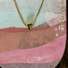 Anthropologie ( Serefina Collection)14 K Mini Gold Monogram Necklace Letter R