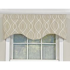 an image of a window valance with decorative designs on the top and bottom part