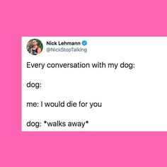 nick lehnannn tweets about his dog's conversation